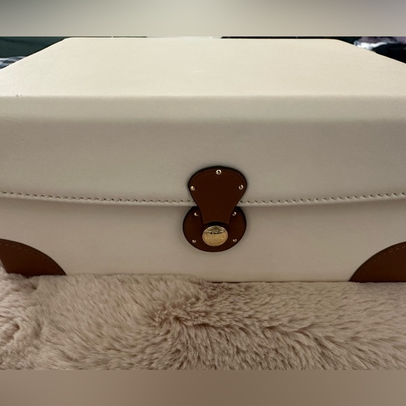 Crafted of supple leather and finished with brass hardware, this storage box. - Picture 3 of 6